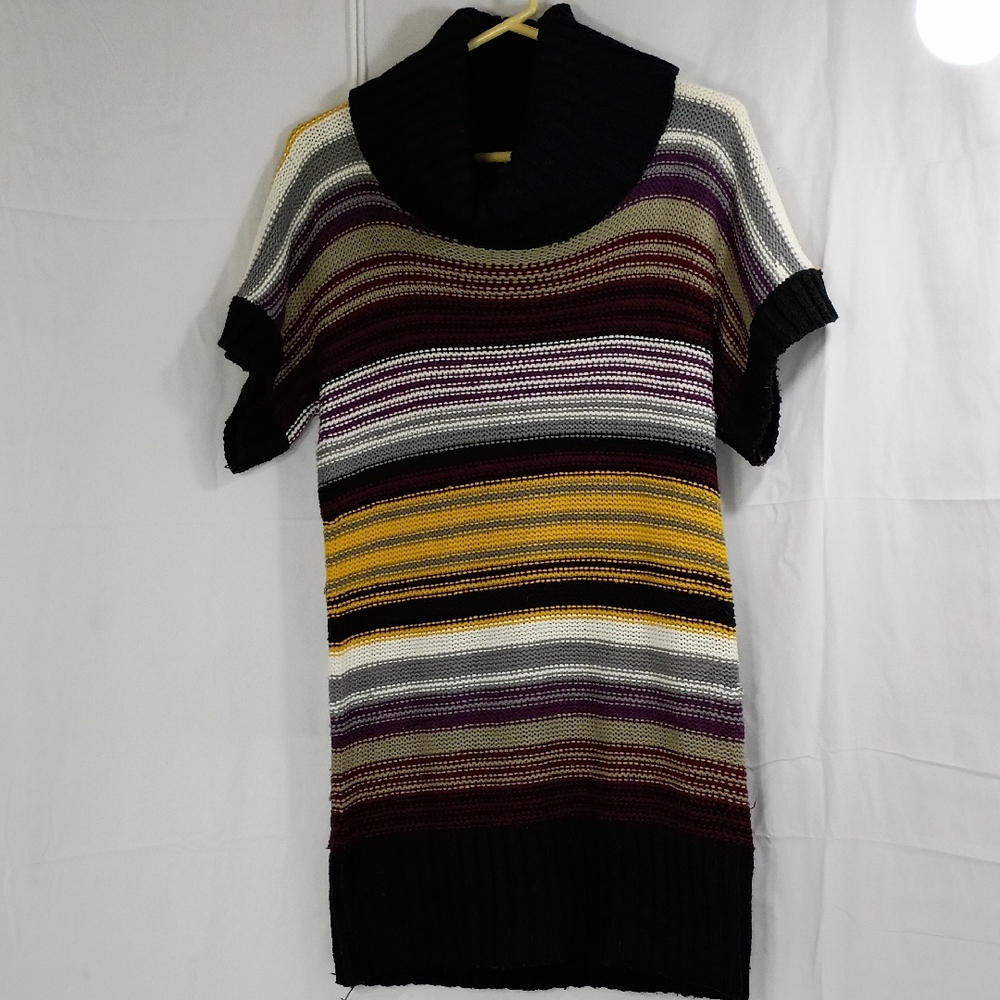 Tiana B. Striped Knit Dress with Cowl Neck